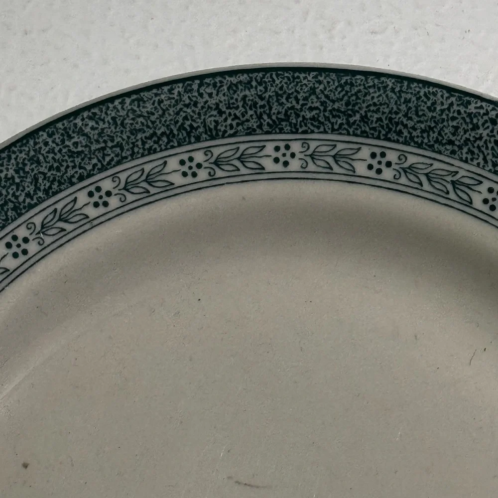 Cream and Blue Dinnerware Plate with Intricate Design